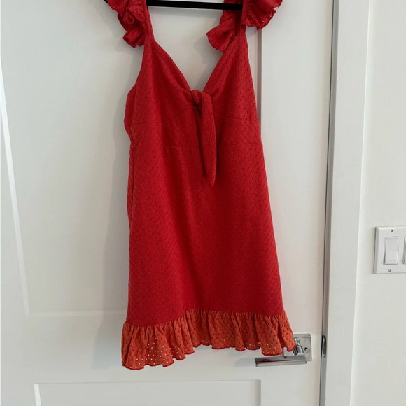 MINKPINK Revolve Laurel Mini Dress Red Eyelett Sleeveless Mini Dress Siz… - Picture 8 of 8